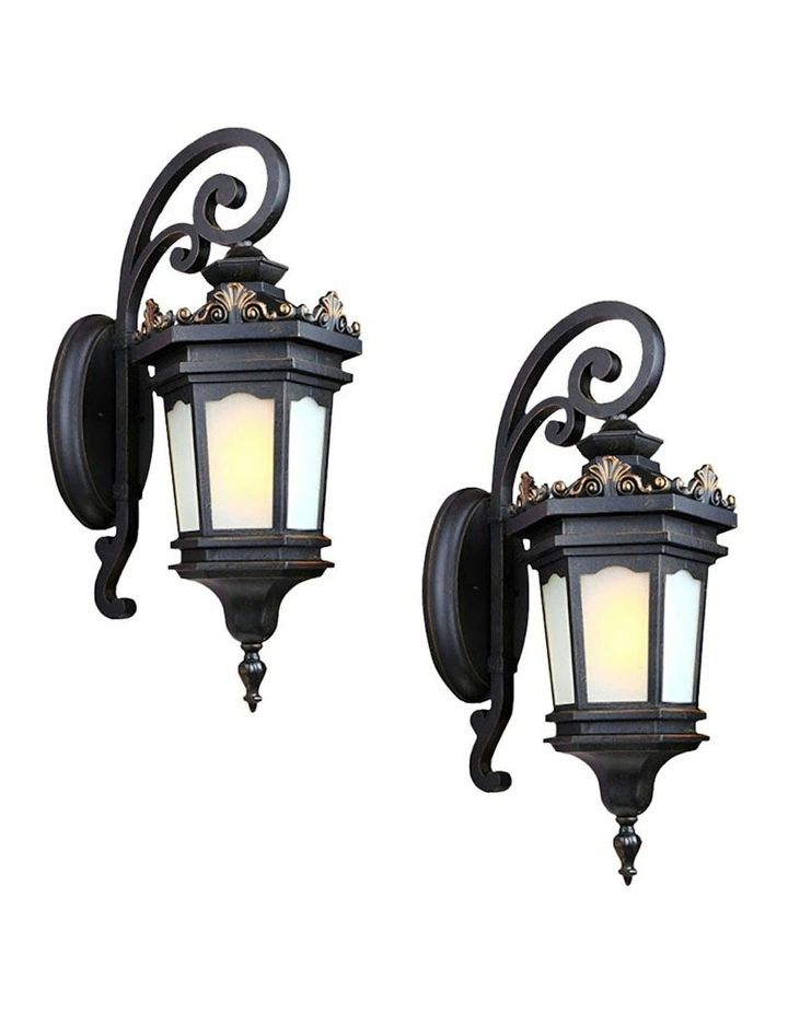 Vintage Elegant Aluminum And Glass Design Lantern 62cm x2 in Black image 1