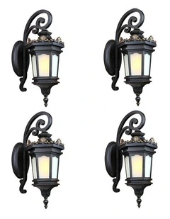 Vintage Elegant Aluminum And Glass Design Lantern x4 62cm in Black