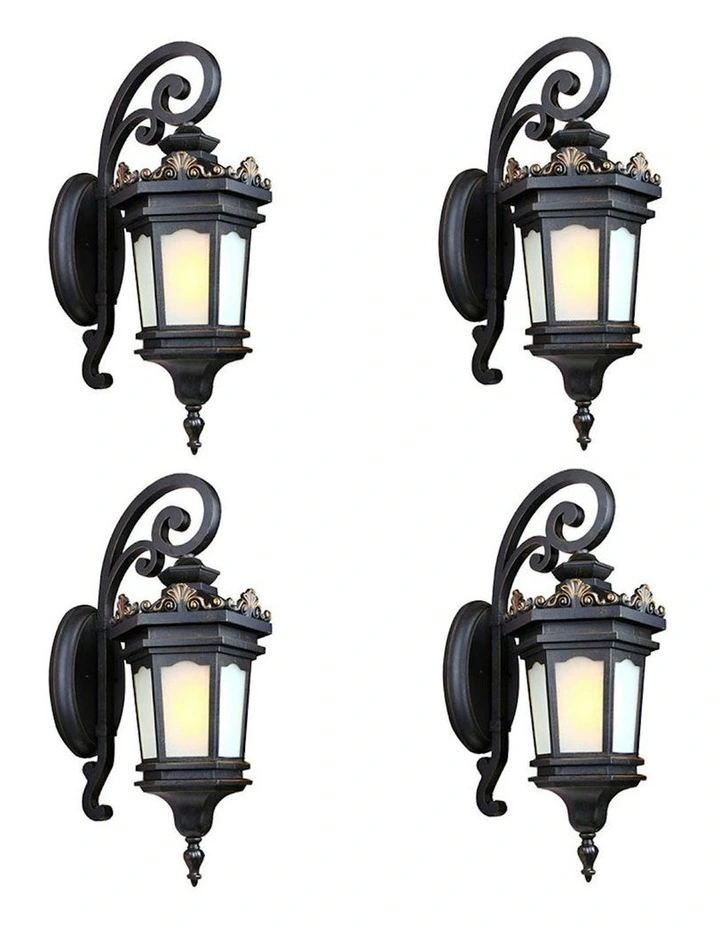 Vintage Elegant Aluminum And Glass Design Lantern x4 62cm in Black image 1
