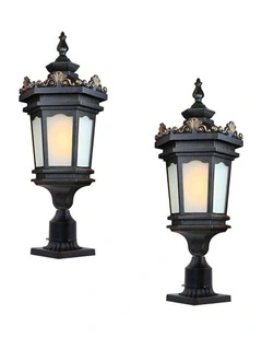 Vintage Stand Elegant Aluminum And Glass Lamp x2 72cm in Black