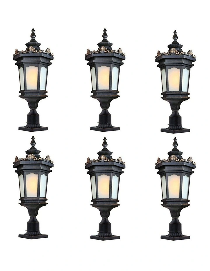 Vintage Elegant Aluminum And Glass Outdoor Light 72cm x6 in Black image 1