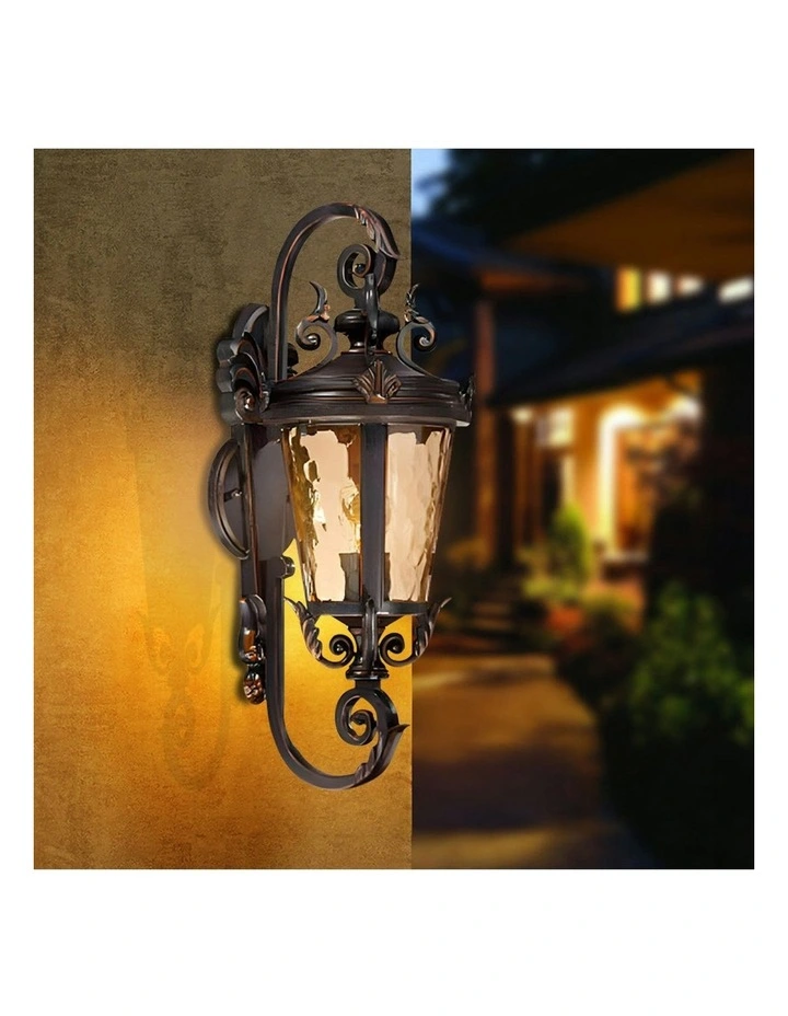 Vintage Aluminum Glass Lantern Wall Light 70cm x2 in Dark Brown image 3