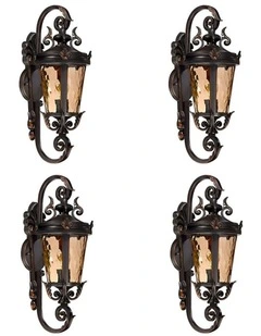 Vintage Aluminum Glass Lantern Wall Light 70cm x4 in Brown