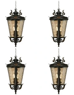 Vintage Aluminum and Glass Lantern 60.3cm x 4 in Dark Brown
