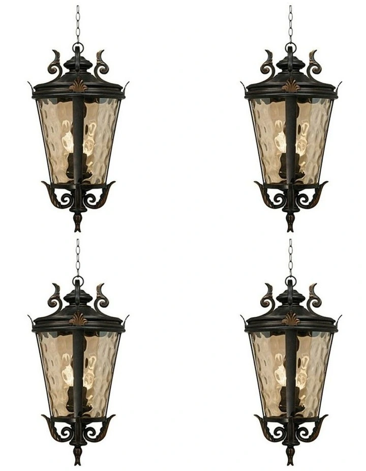 Vintage Aluminum and Glass Lantern 60.3cm x 4 in Dark Brown image 1