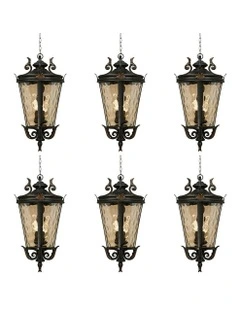 Vintage Aluminum and Glass Lantern 60.3cm x6 in Dark Brown