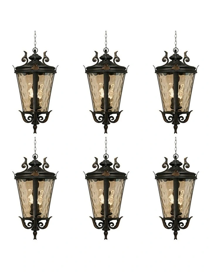 Vintage Aluminum and Glass Lantern 60.3cm x6 in Dark Brown image 1