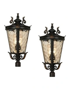 Vintage Lantern Aluminum & Glass Wall Lamp 71.2cm X2 in Dark Brown