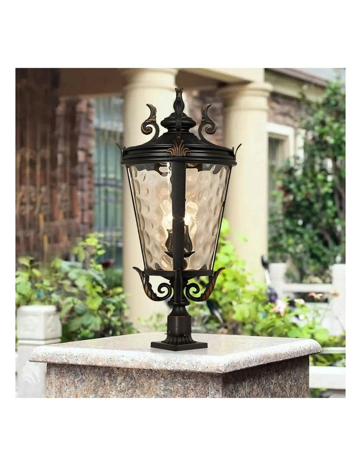 Vintage Lantern Aluminum & Glass Wall Lamp 71.2cm X2 in Dark Brown image 3