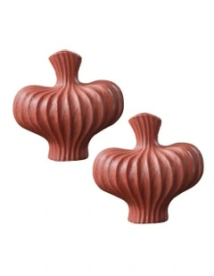 Small Ornament Vases 2X 25X24cm in Red