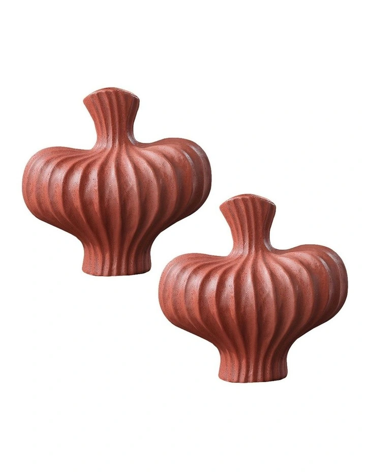 Small Ornament Vases 2X 25X24cm in Red image 1