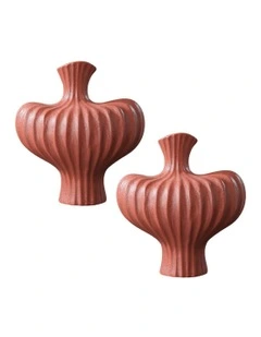 Ornament Large Vases 2x 28X30cm in Red