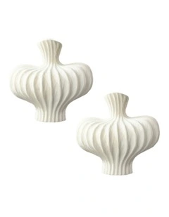 Ornament Large Vases 2x 25x24cm in White