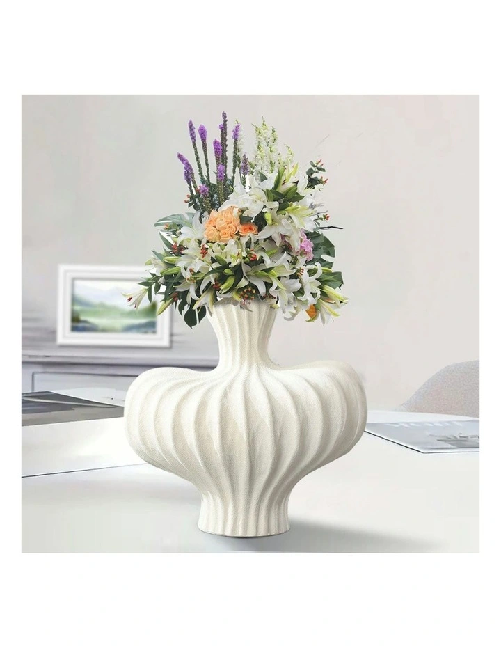 Ornament Large Vases 2x 25x24cm in White image 5
