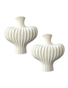 Ornament Large Vases 2x 28X30cm in White