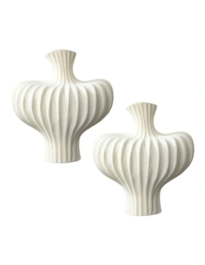 Ornament Large Vases 2x 28X30cm in White image 1
