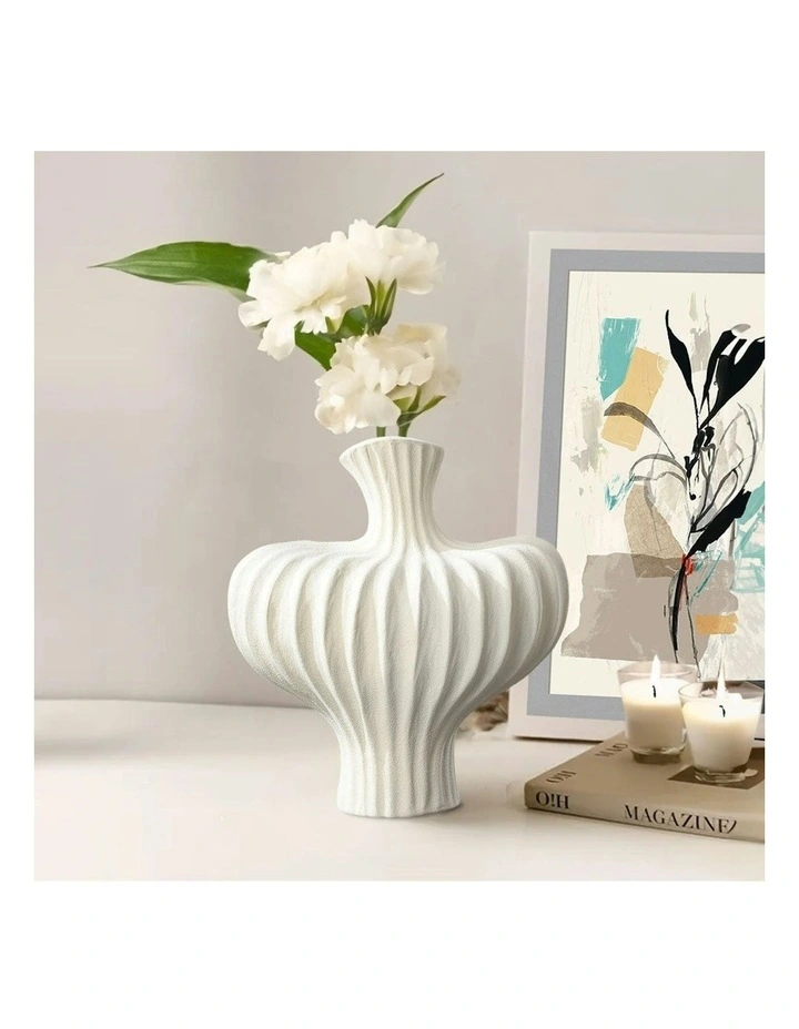 Ornament Large Vases 2x 28X30cm in White image 4