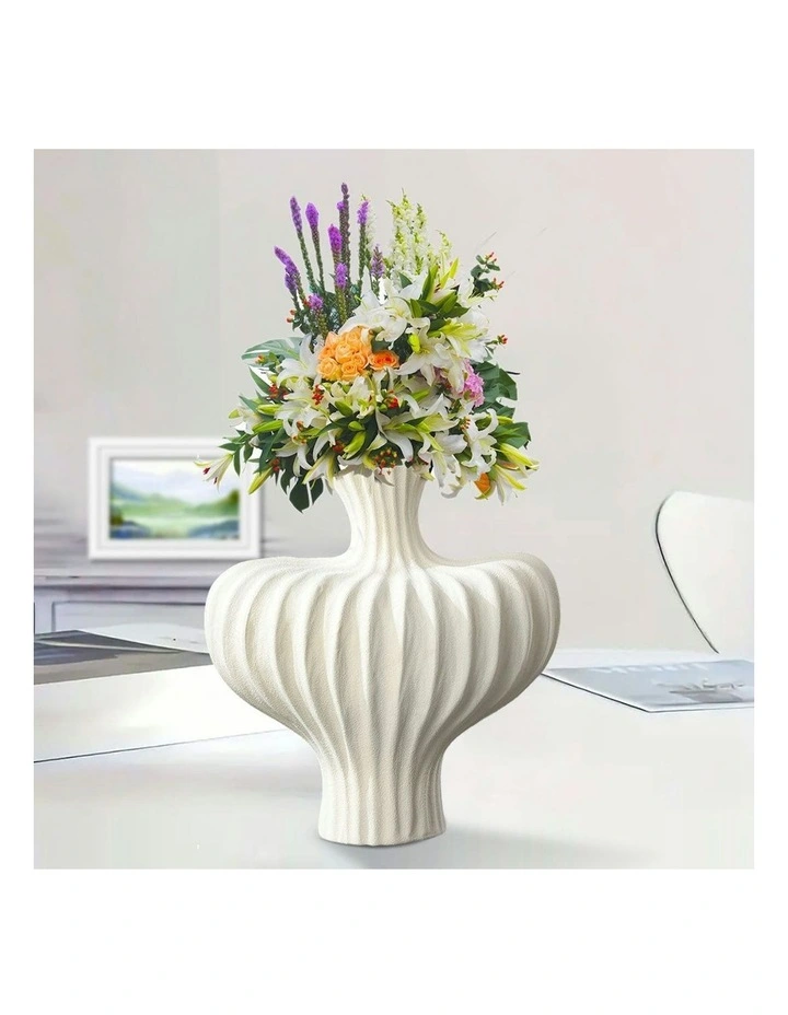Ornament Large Vases 2x 28X30cm in White image 5