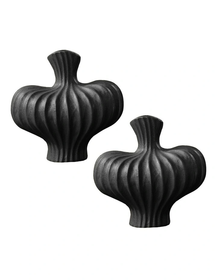 Ornament Small Vases 2X 25X24cm in Black image 1