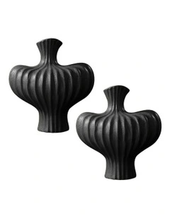Ornament Large Vases 2X 28x30cm in Black