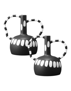 Ornament Vase With Polka Dot 2X 26.5x17cm in Black/White