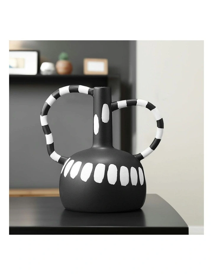 Ornament Vase With Polka Dot 2X 26.5x17cm in Black/White image 2