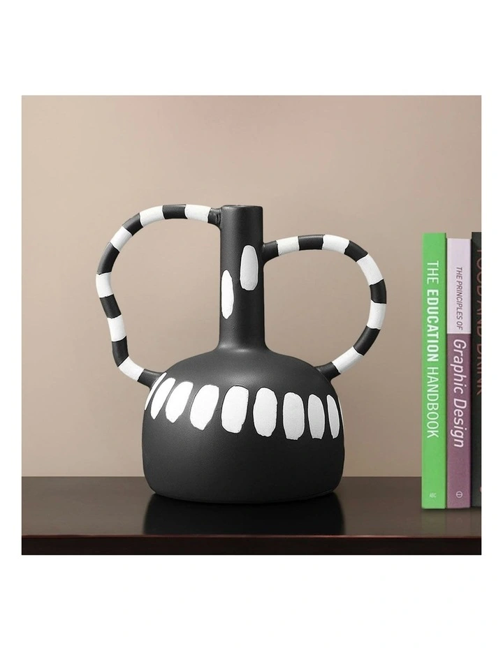 Ornament Vase With Polka Dot 2X 26.5x17cm in Black/White image 3