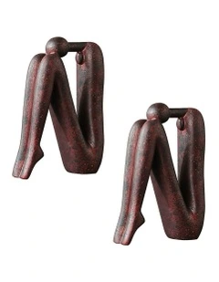Ornament Modern Stickman Art Sculpture 2X 13x20cm in Brown