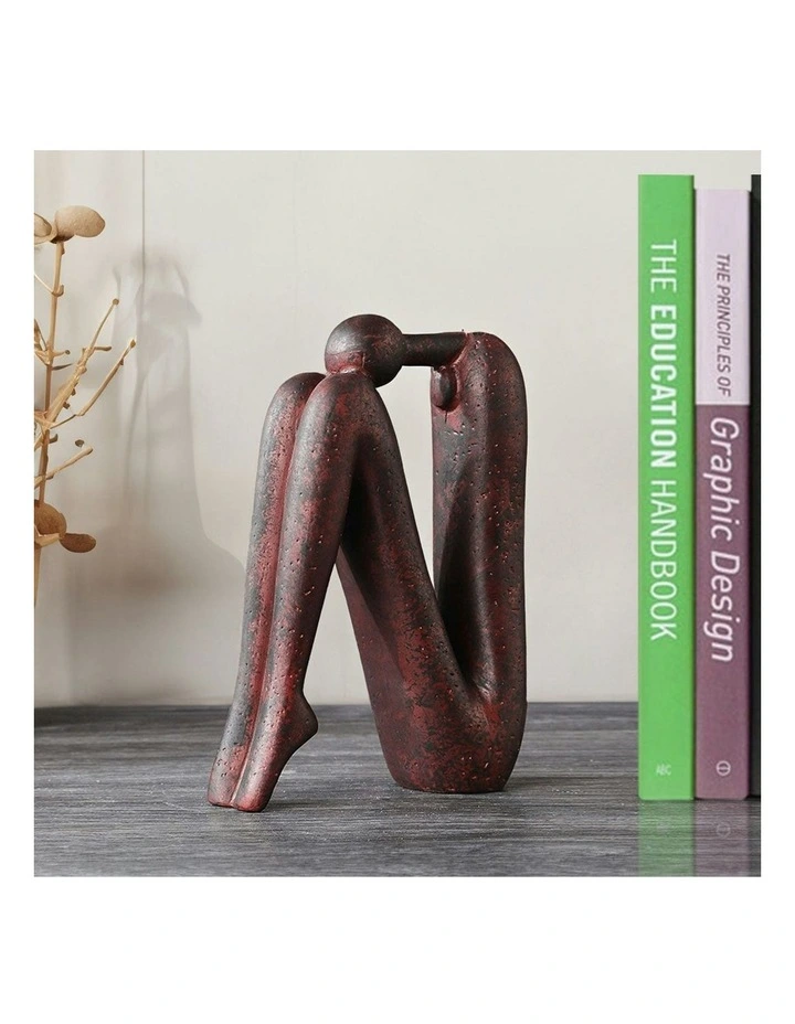 Ornament Modern Stickman Art Sculpture 2X 13x20cm in Brown image 2