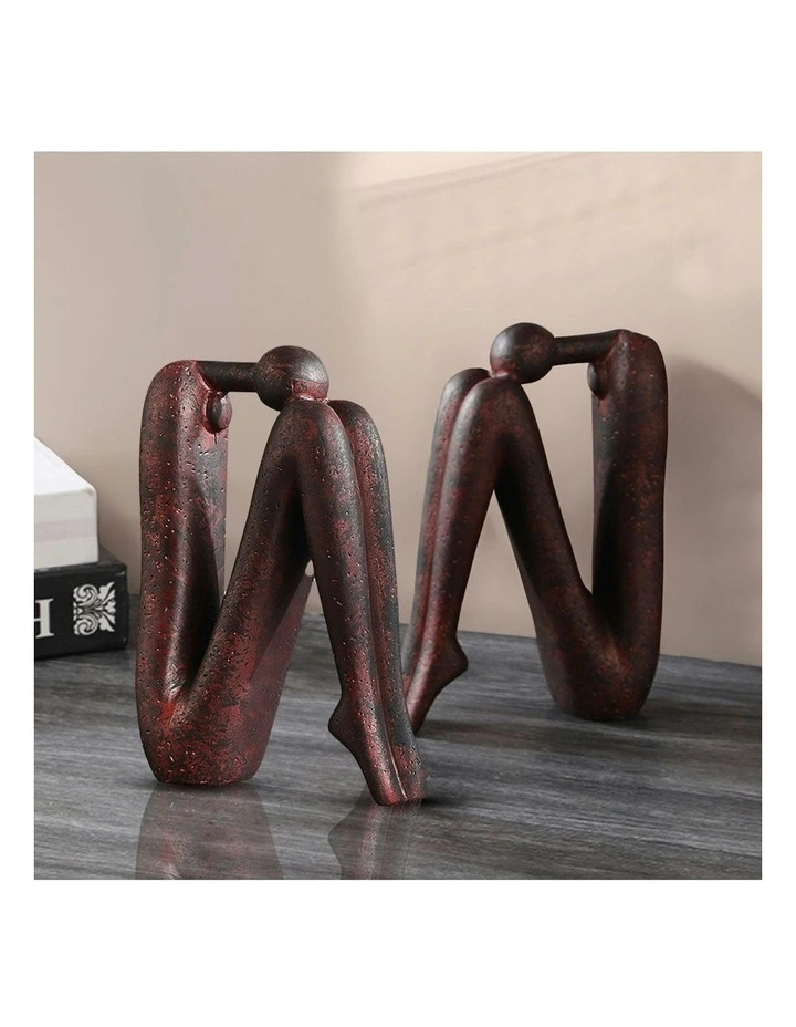 Ornament Modern Stickman Art Sculpture 2X 13x20cm in Brown image 4
