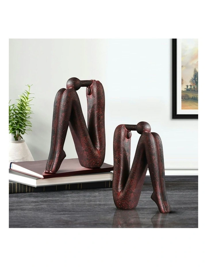 Ornament Modern Stickman Art Sculpture 2X 13x20cm in Brown image 6