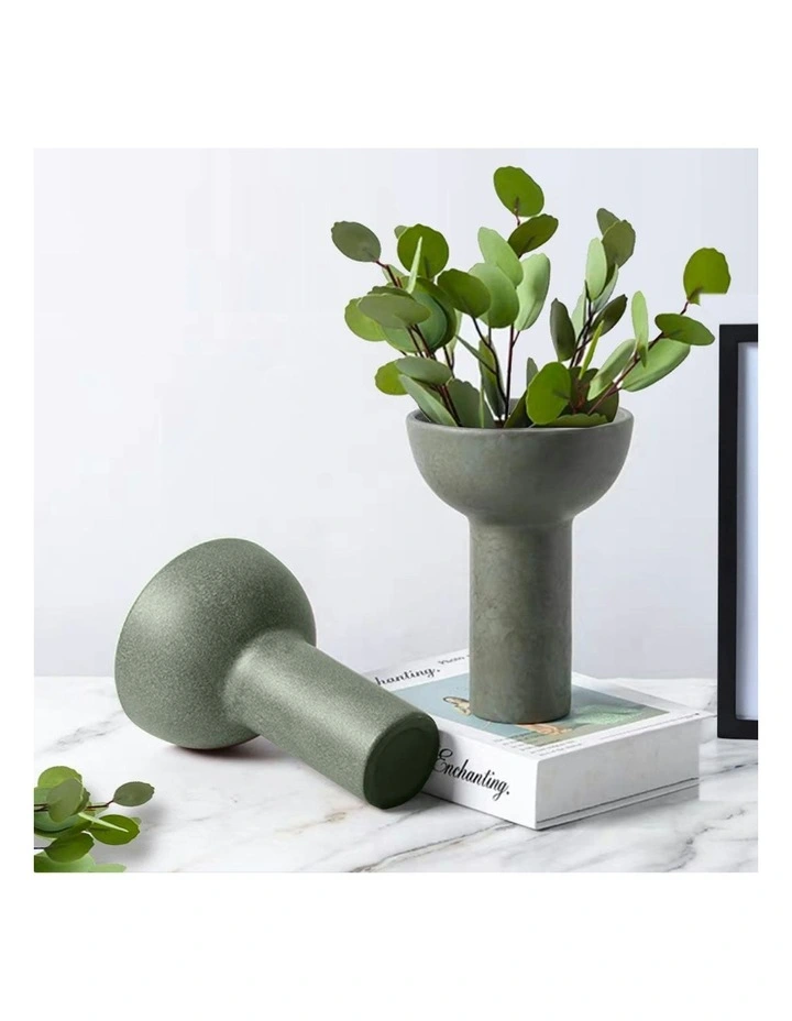 Ornament Minimalist Nordic Ceramic Vase 2X 15x19.5cm in Grey image 6