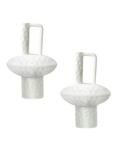 Ornament Contemporary Ceramic Vase 2x 20x30cm in White