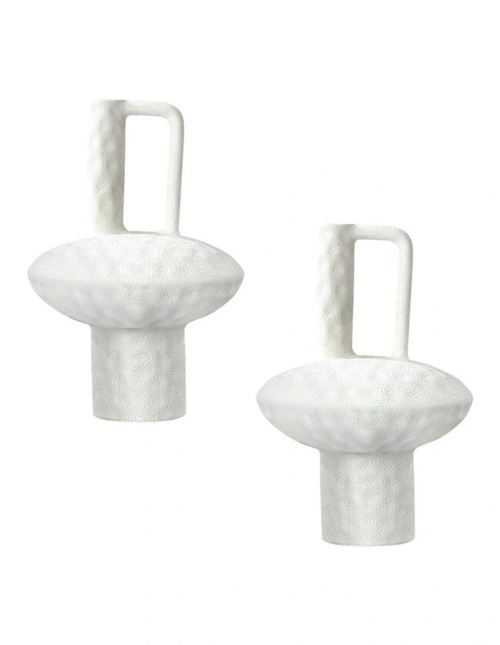 Ornament Contemporary Ceramic Vase 2x 20x30cm in White image 1