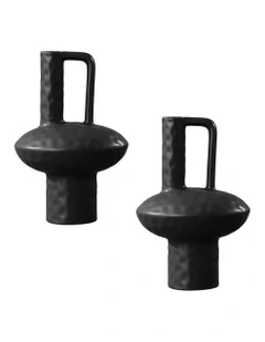 Ornament Contemporary Ceramic Vase 2X 20x30cm in Black