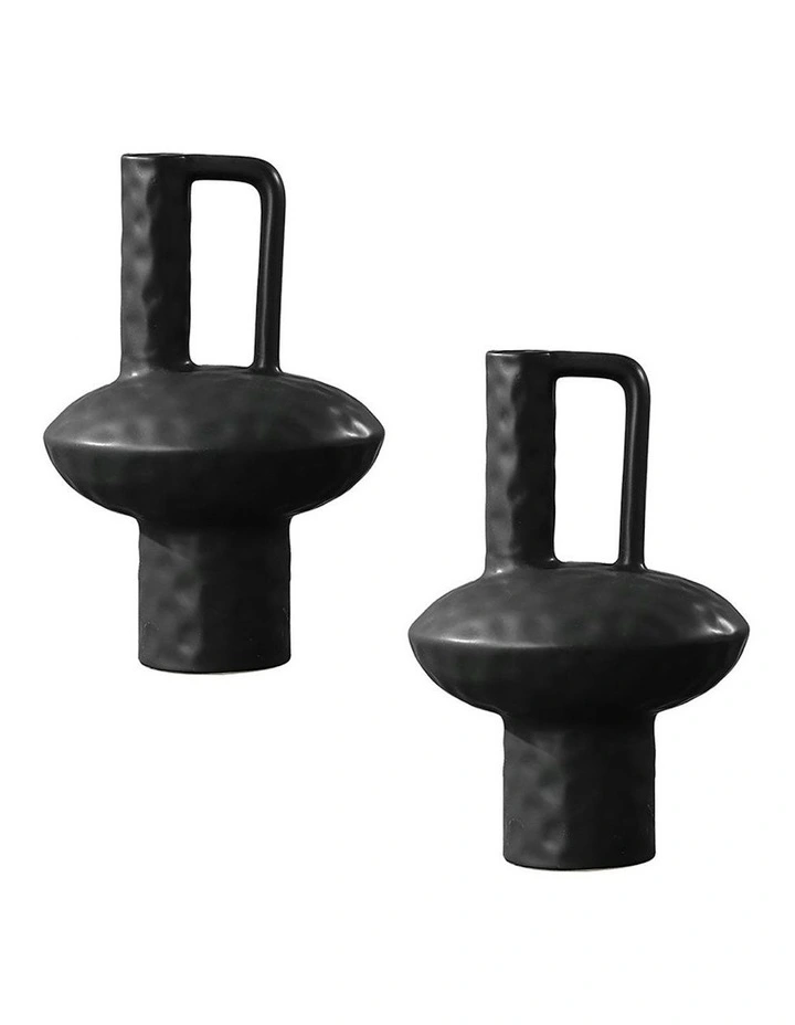 Ornament Contemporary Ceramic Vase 2X 20x30cm in Black image 1