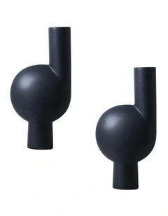 Large Ornament A Modern Abstract Vase 2X 19x37cm in Black