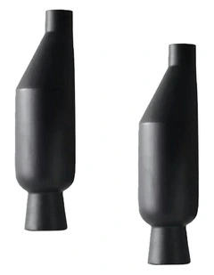 Modern Minimalist Home Decor Ornament Vases 2X 14x52cm in Black