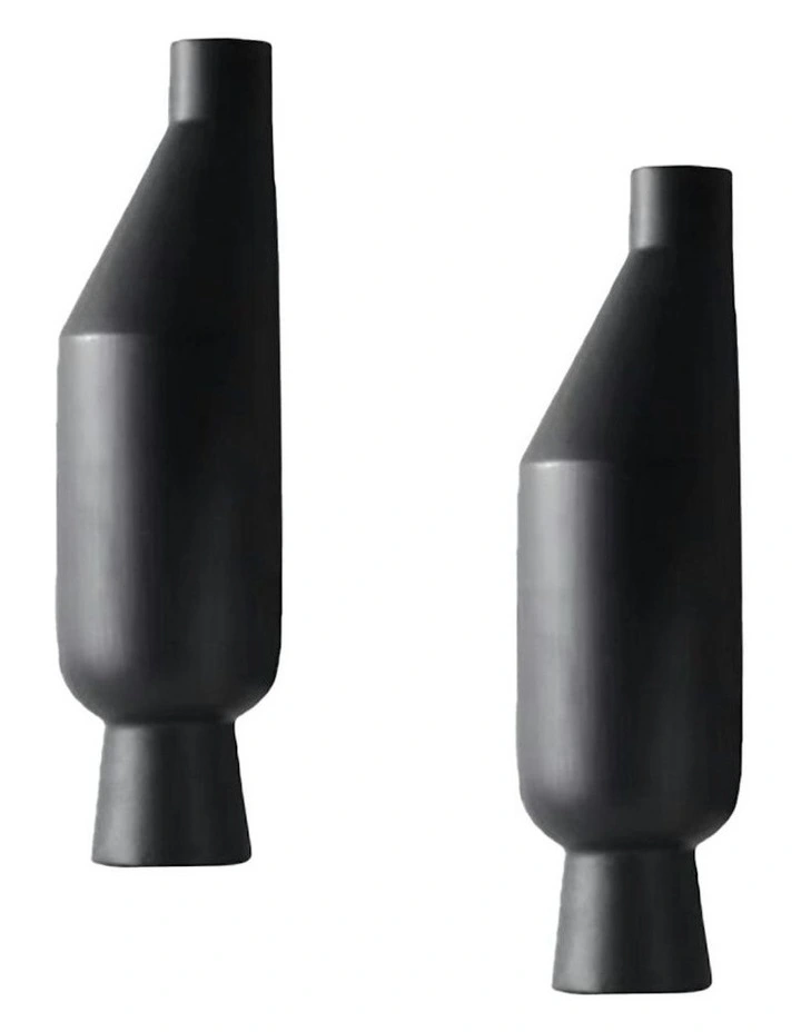 Modern Minimalist Home Decor Ornament Vases 2X 14x52cm in Black image 1