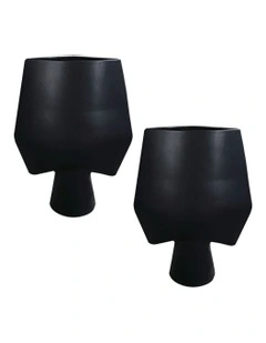 Bodhi House Ceramic Handcrafted Vase 33x43cm 2x in Black
