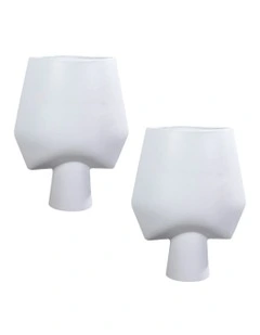 Bodhi House Ceramic Handcrafted Vase 33x43cm 2x in White