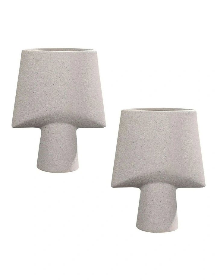 Ornament Geometric Decor Ceramic Vase 2X 21x25.5cm in Grey image 1