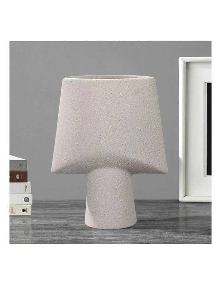 Ornament Geometric Decor Ceramic Vase 2X 21x25.5cm in Grey image 3