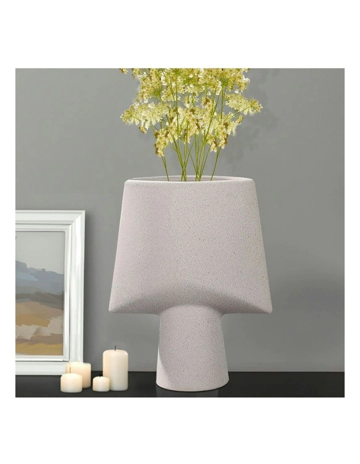 Ornament Geometric Decor Ceramic Vase 2X 21x25.5cm in Grey image 4