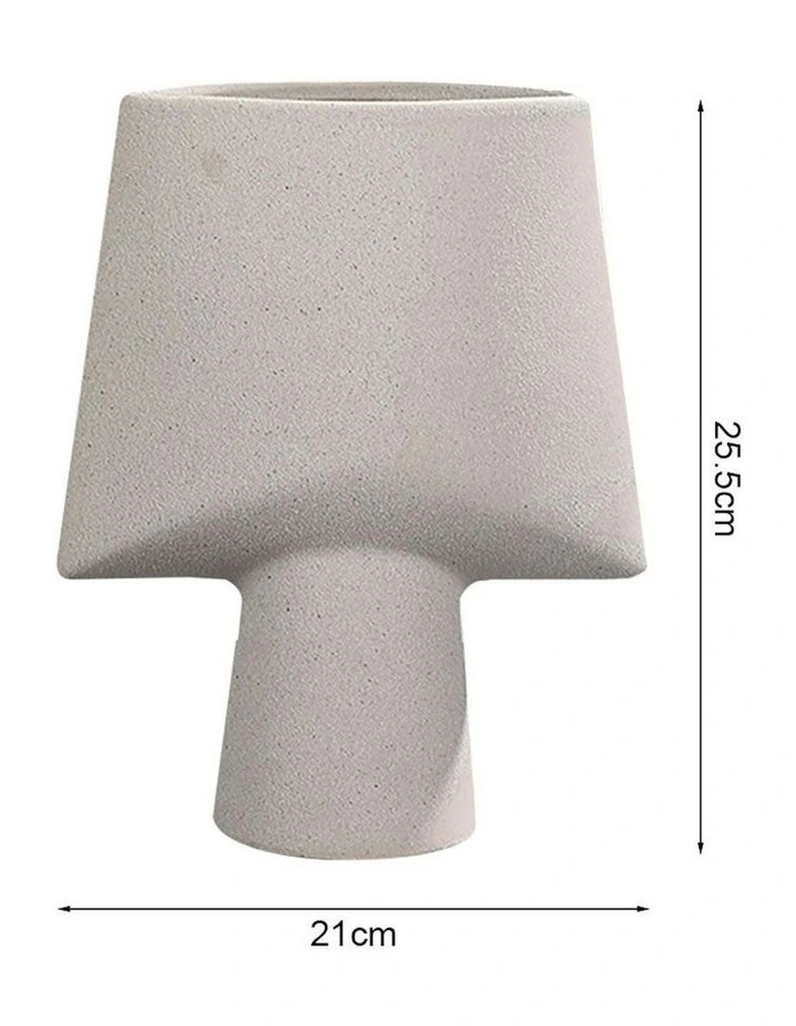 Ornament Geometric Decor Ceramic Vase 2X 21x25.5cm in Grey image 5