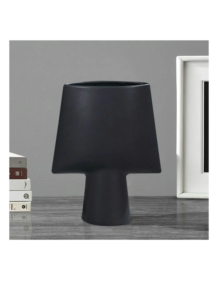 Small Ornament Geometric Decor Ceramic Vase 2X 21x25.5cm in Black image 3