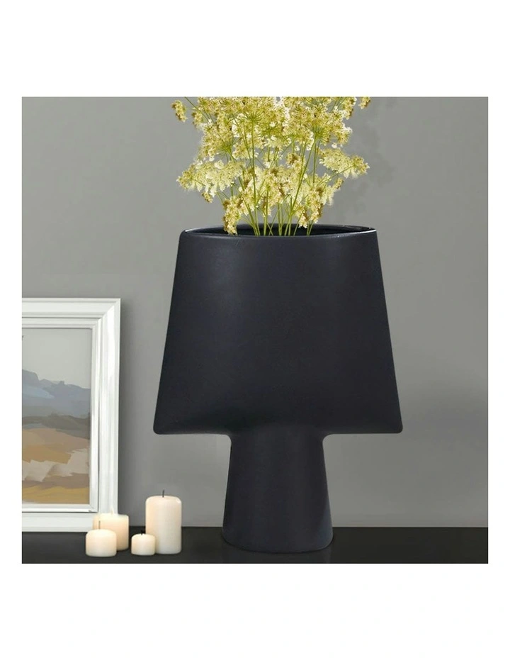 Small Ornament Geometric Decor Ceramic Vase 2X 21x25.5cm in Black image 4