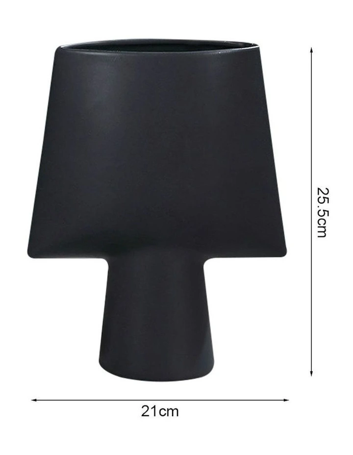 Small Ornament Geometric Decor Ceramic Vase 2X 21x25.5cm in Black image 5