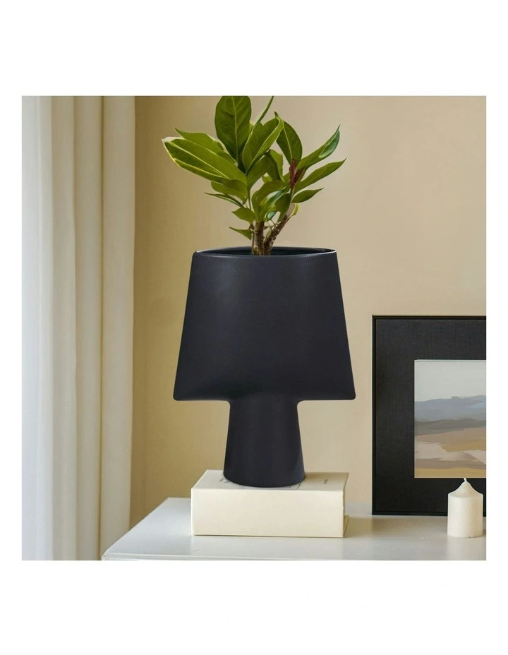 Small Ornament Geometric Decor Ceramic Vase 2X 21x25.5cm in Black image 6