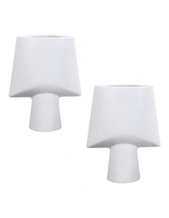 Small Ornament Geometric Decor Ceramic Vase 2X 21x25.5cm in White